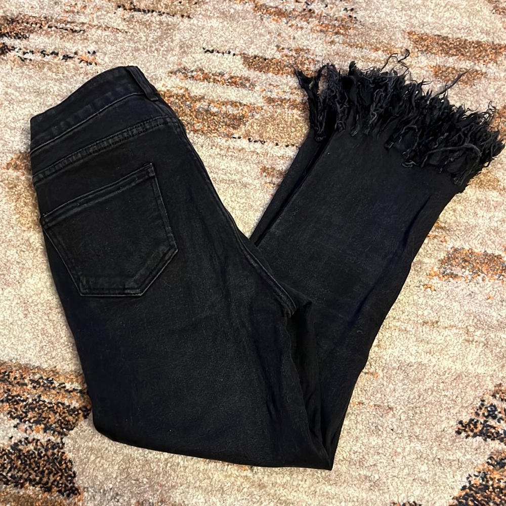 Black Fringe Highway Jeans